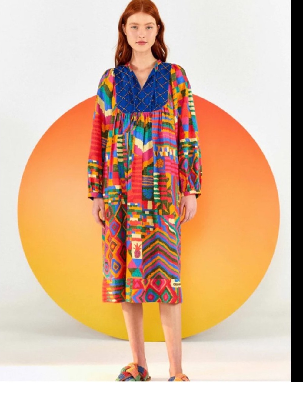 Farm Rio summer patches embroidered dress